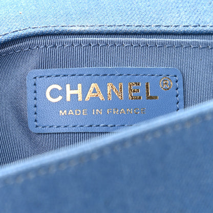 Chanel Denim Pleated Medium Boy Flap Light Blue 6 of 10