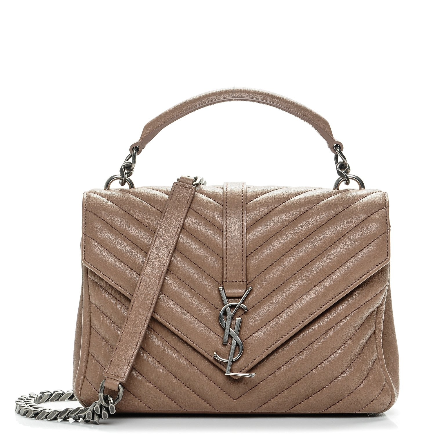 Saint Laurent Sheepskin Matelasse Chevron Monogram Medium College Bag Fard 1 of 9