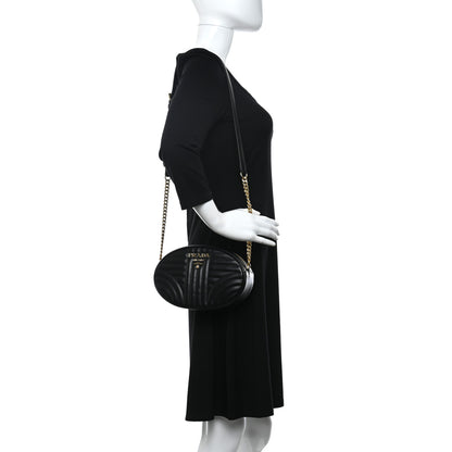 Prada Soft Calfskin Impunture Diagramme Oval Crossbody Bag Black 2 of 9