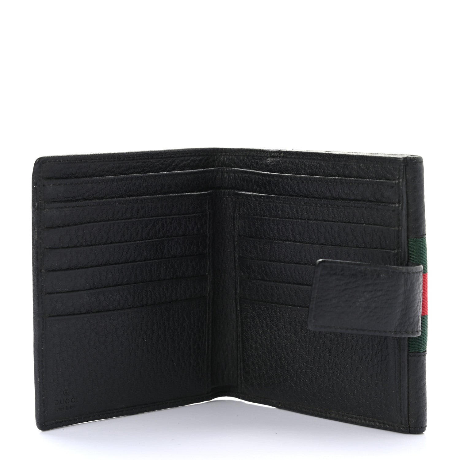 Gucci Pebbled Calfskin Web French Flap Wallet Black 5 of 7