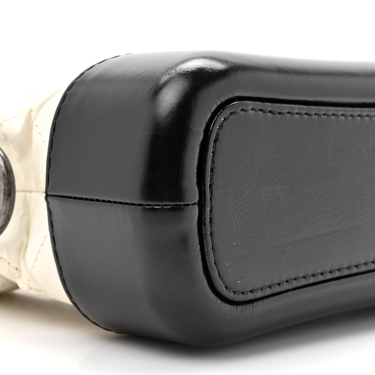 Aged Calfskin Quilted Small Gabrielle Hobo Black White