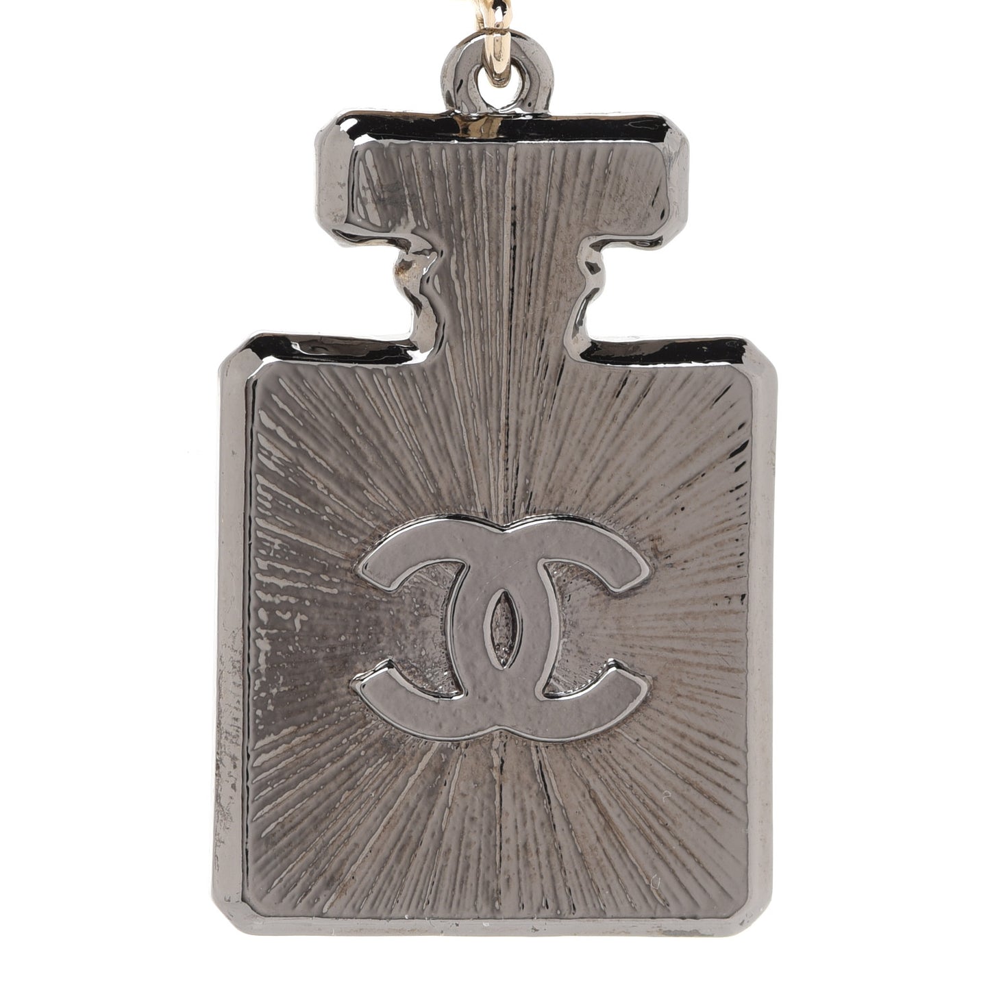 Crystal CC Perfume Bottle Necklace Gold