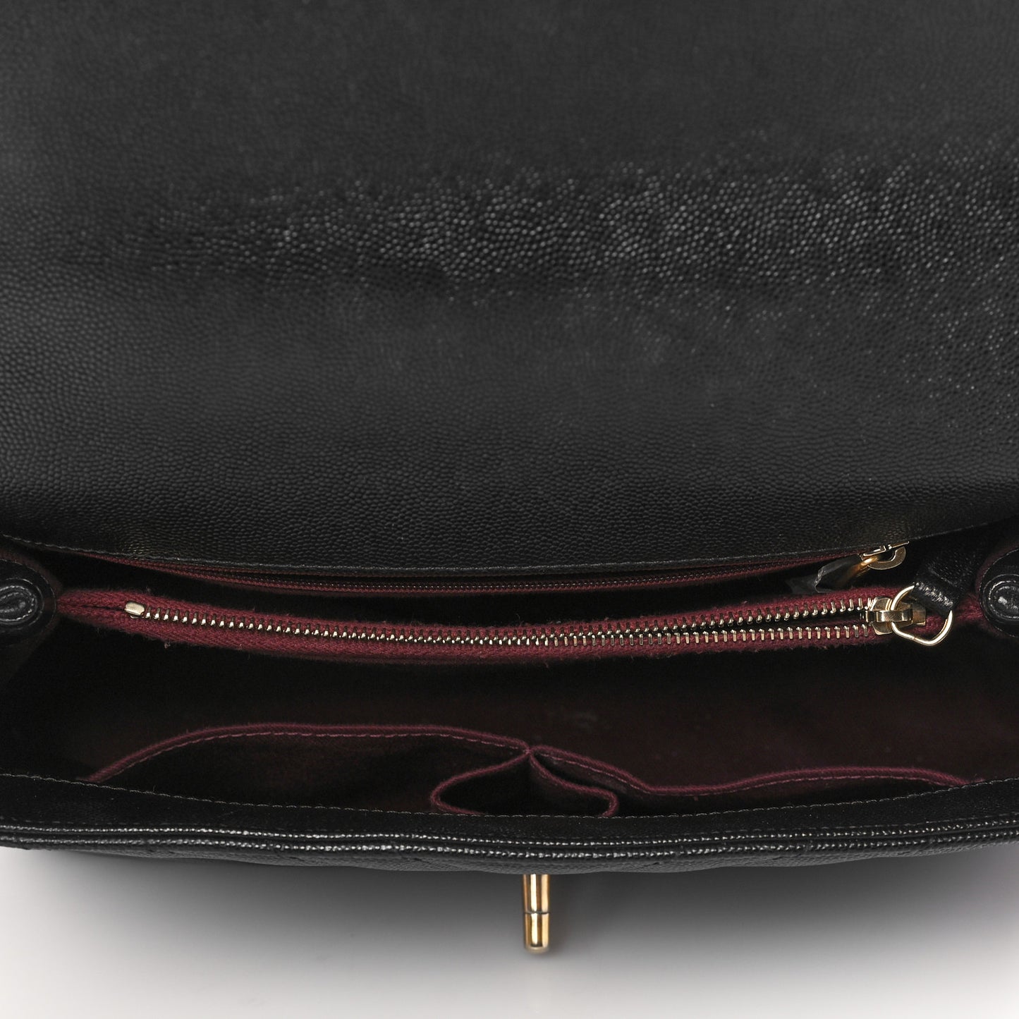 Caviar Chevron Quilted Small Coco Handle Flap Black