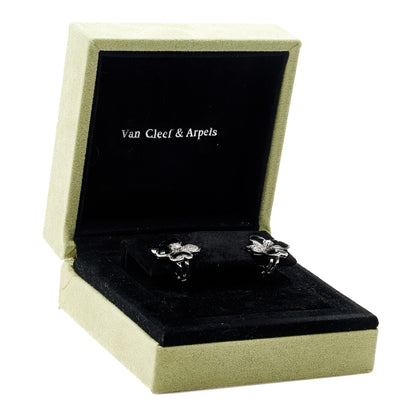 Van Cleef & Arpels 18K White Gold Diamond Black Onyx Small Cosmos Earrings 5 of 5