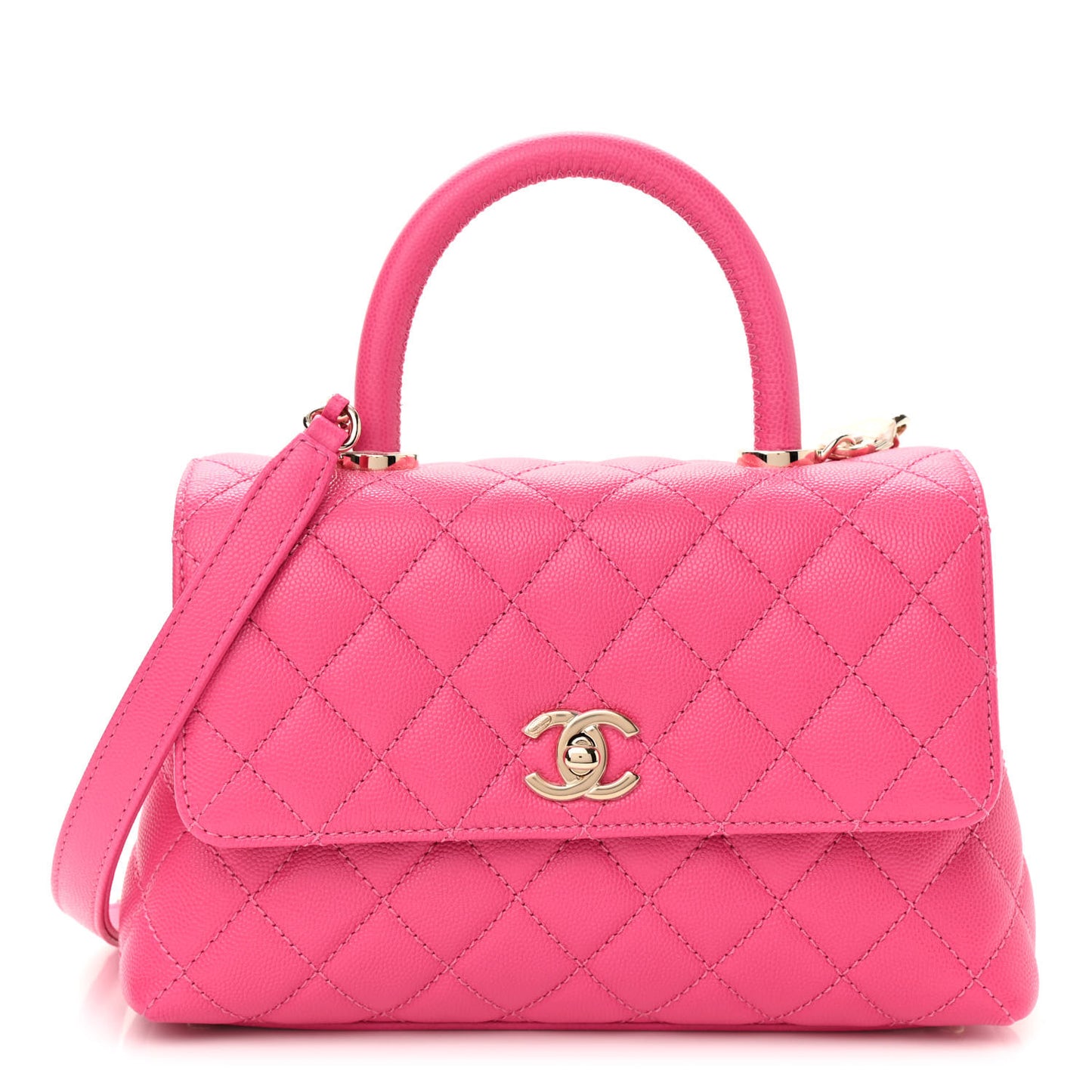 Caviar Quilted Mini Coco Handle Flap Rose