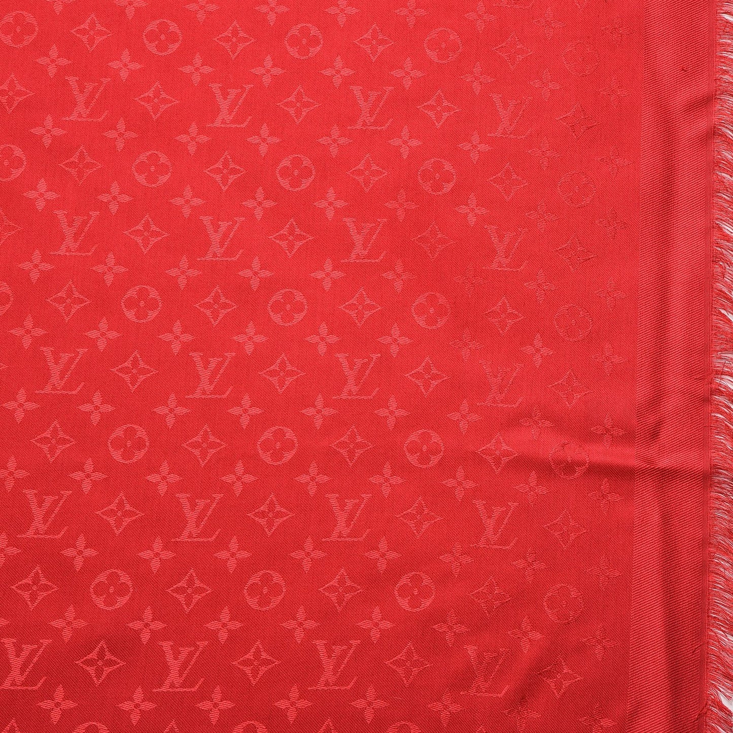 Silk Wool Monogram Shawl Red