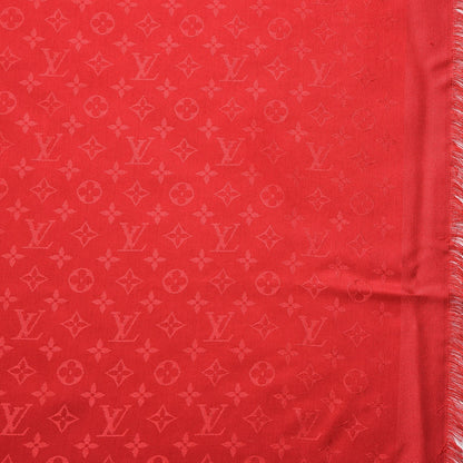 Louis Vuitton Silk Wool Monogram Shawl Red 4 of 5