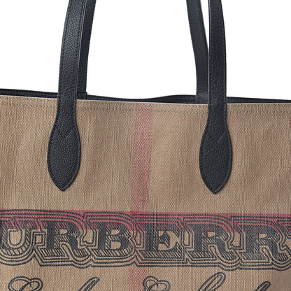 Burberry Coated Canvas Mega Check Medium Doodle Tote Black 6 of 8
