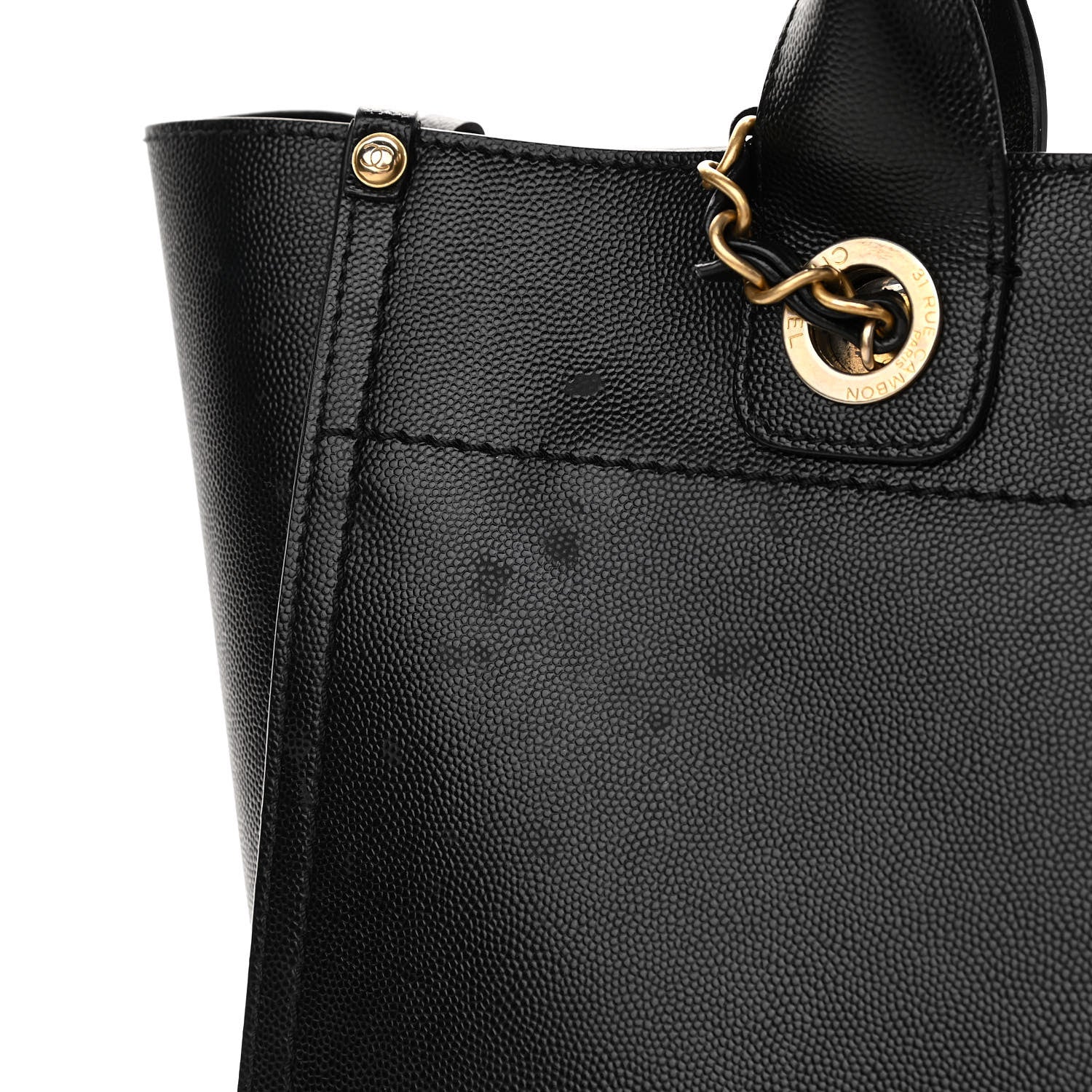 Chanel Caviar Small Studded Deauville Tote Black 9 of 15