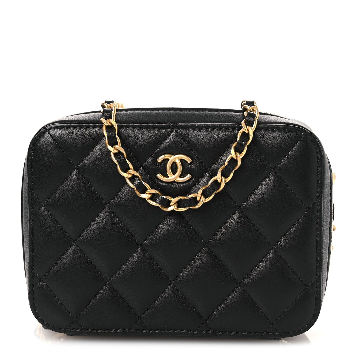 Lambskin Quilted CC Pearl Crush Camera Case Black