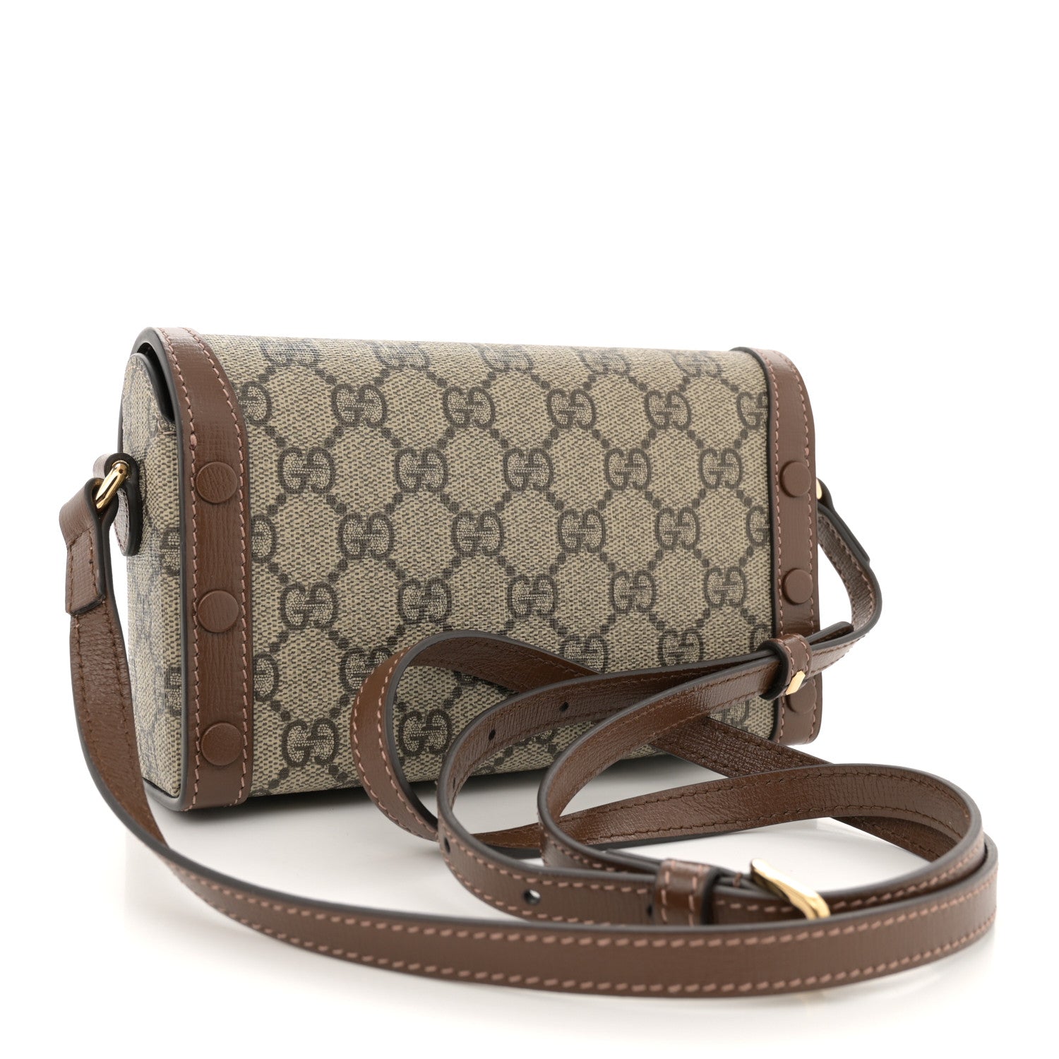Gucci GG Supreme Monogram Mini Horsebit 1955 Shoulder Bag Beige Brown Sugar 3 of 11