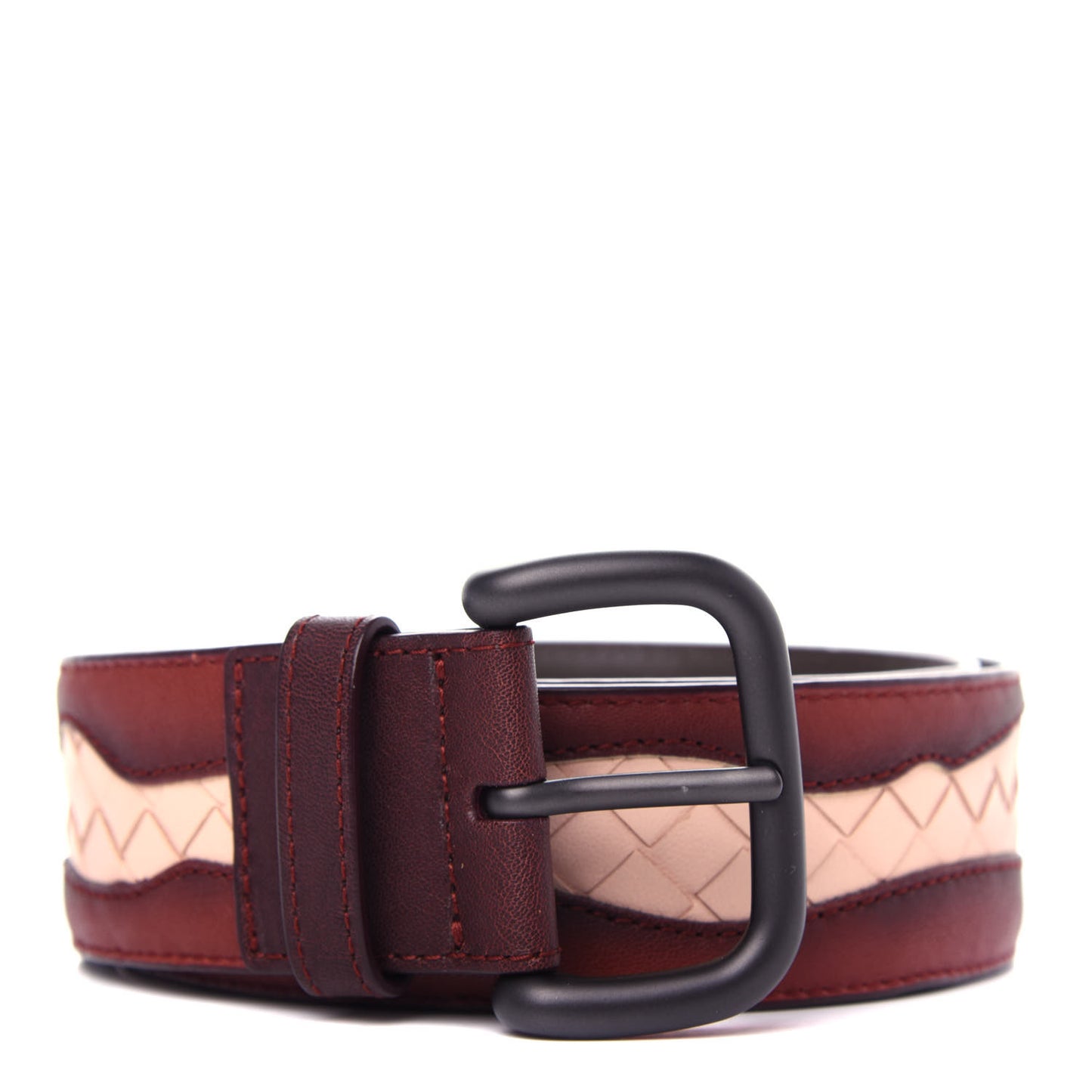 Nappa Intrecciato Belt 80 32 Burgundy Petal Pink