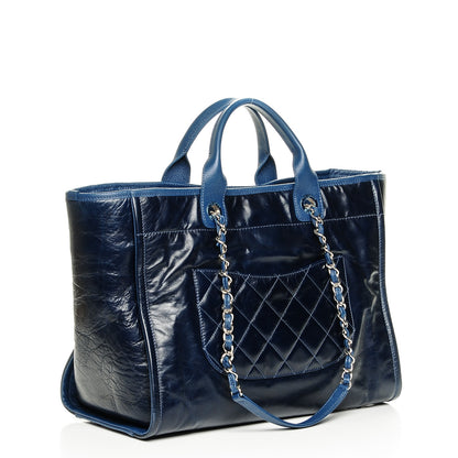 Chanel Glazed Calfskin Large Deauville Tote Blue 3 of 7
