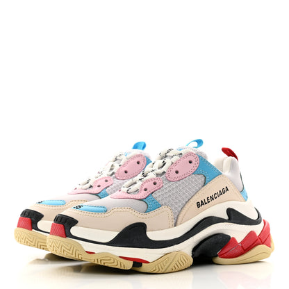 Balenciaga Fabric Mesh Womens Triple S Sneakers 35 White Blue Pink 3 of 7