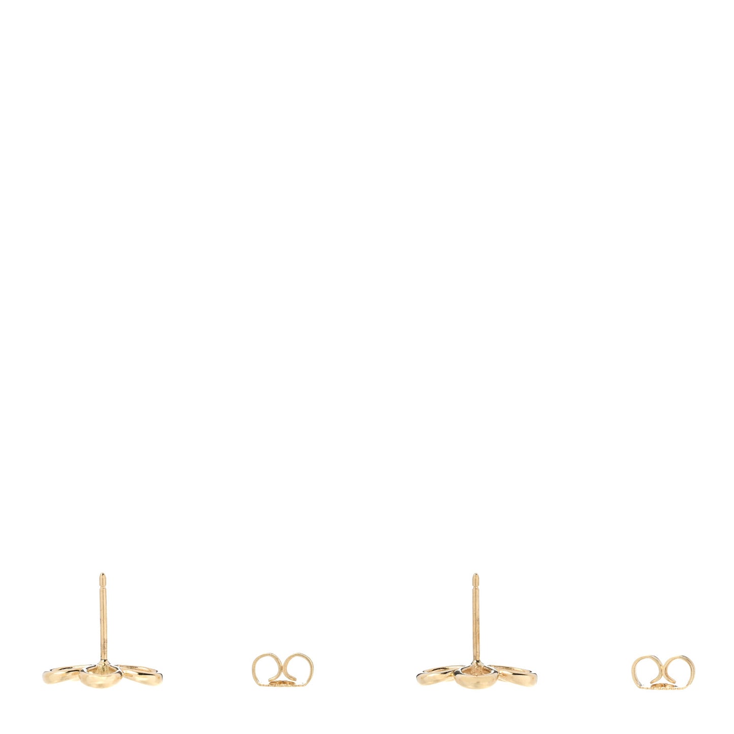 18K Yellow Gold Diamond Small Open Flower Earrings