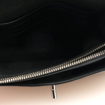 Louis Vuitton Soft Calfskin Snakeskin My Lockme Chain Bag Pochette Black 5 of 9