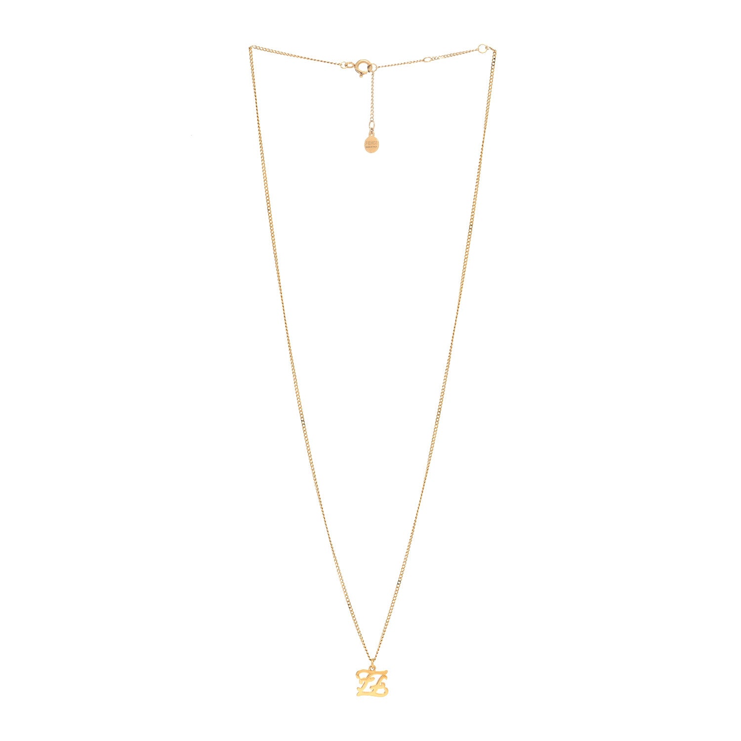 Fendi Metal Karligraphy Necklace Gold 3 of 6