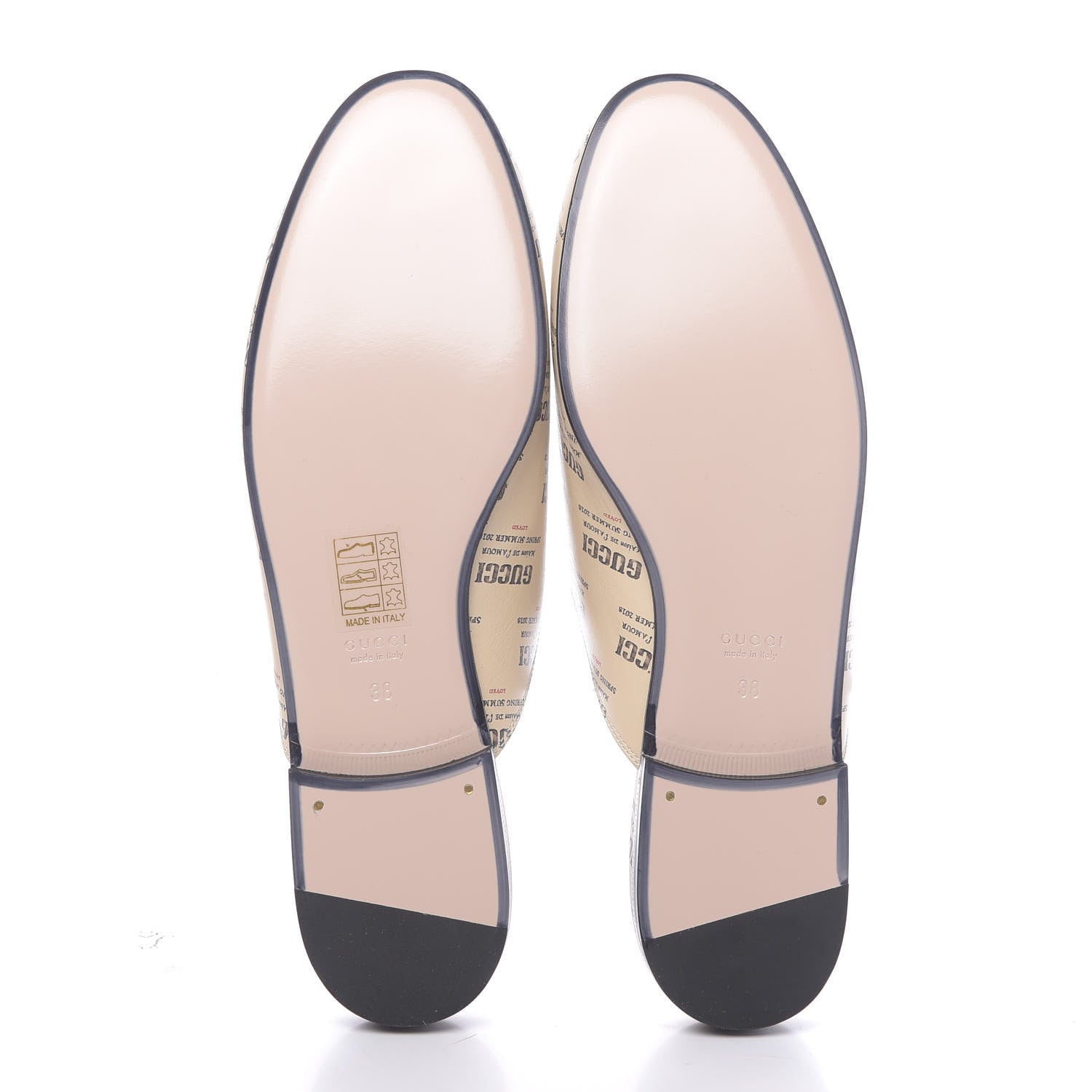 Gucci Calfskin Stamp Print Womens Princetown Slippers 38 Soy Black 5 of 9