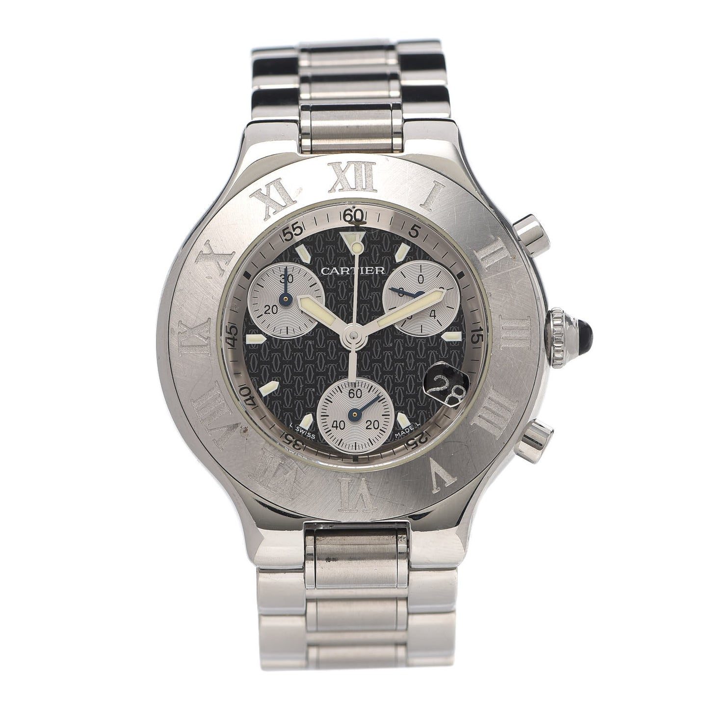 Stainless Steel 38mm Must de 21 Chronograph Quartz Watch Black