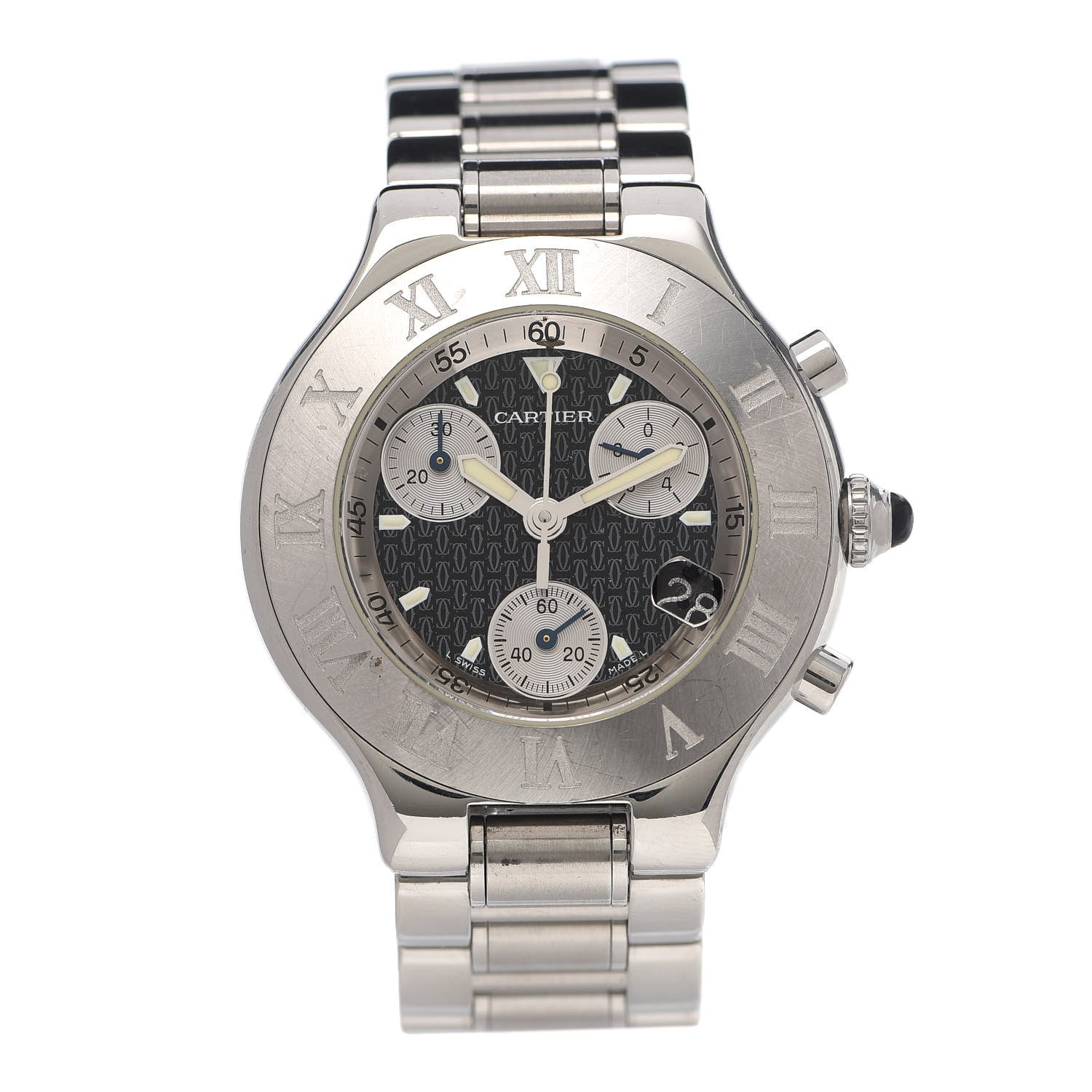 Cartier Stainless Steel 38mm Must de 21 Chronograph Quartz Watch Black 1 of 5