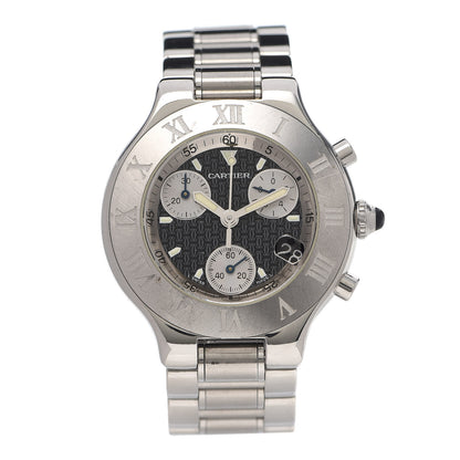 Cartier Stainless Steel 38mm Must de 21 Chronograph Quartz Watch Black 1 of 5