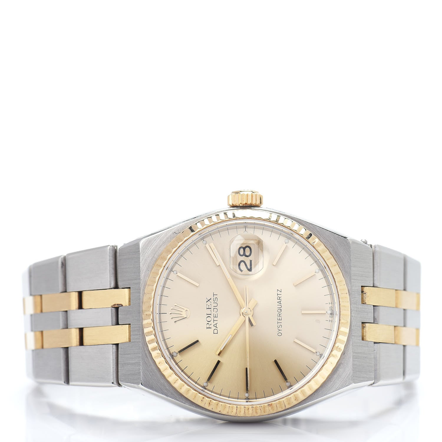 Rolex Stainless Steel 18K Yellow Gold 36mm Oysterquartz Datejust Watch Champagne 17013 2 of 5