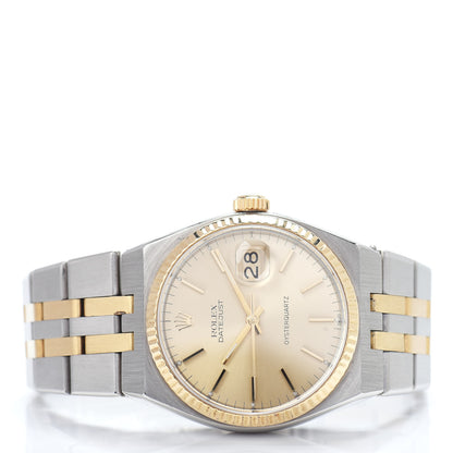 Rolex Stainless Steel 18K Yellow Gold 36mm Oysterquartz Datejust Watch Champagne 17013 2 of 5