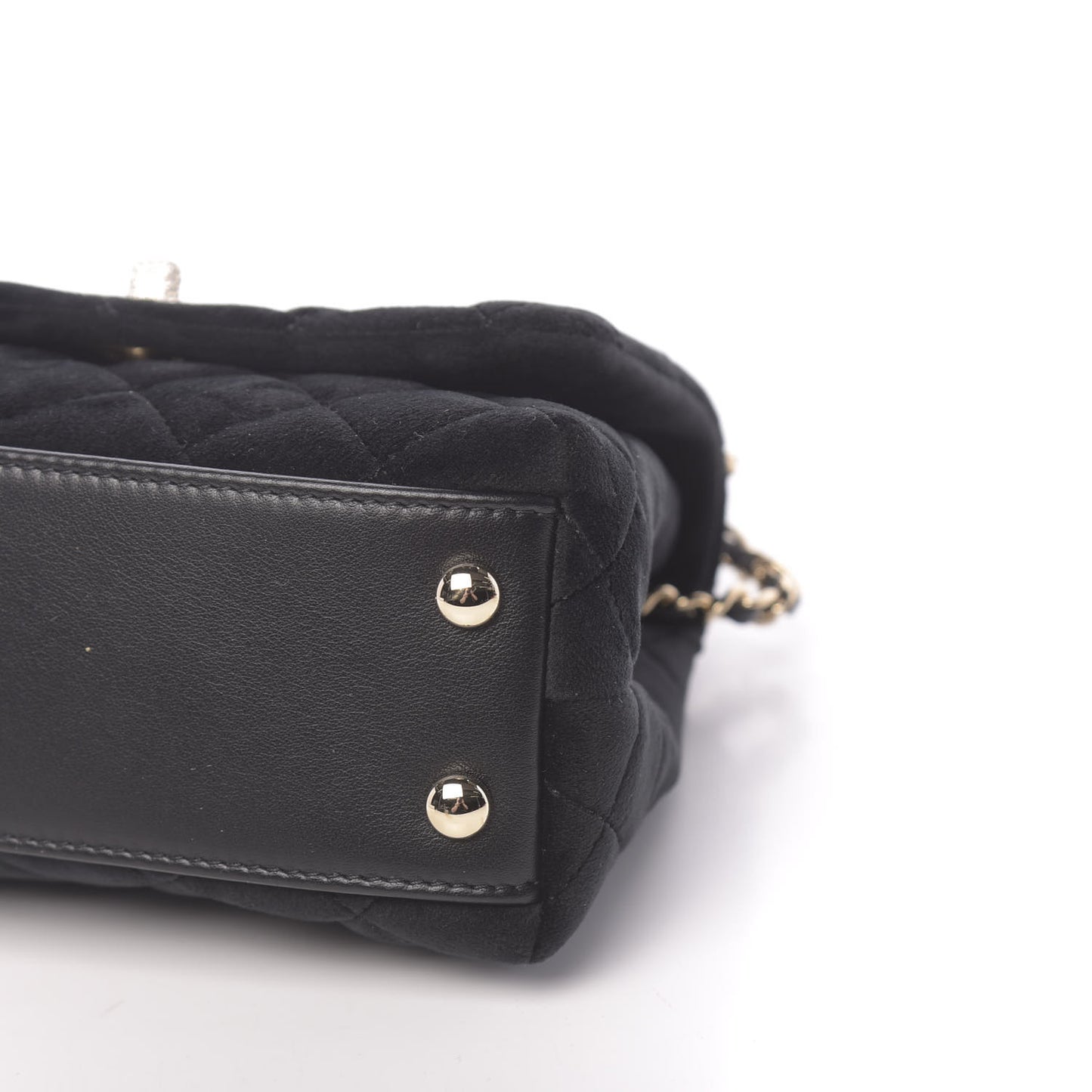 Velvet Crystal Quilted Extra Mini Coco Handle Flap Black
