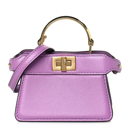 Fendi Shiny Nappa Nano Peekaboo Maxi Handle Satchel Agapanto 1 of 9