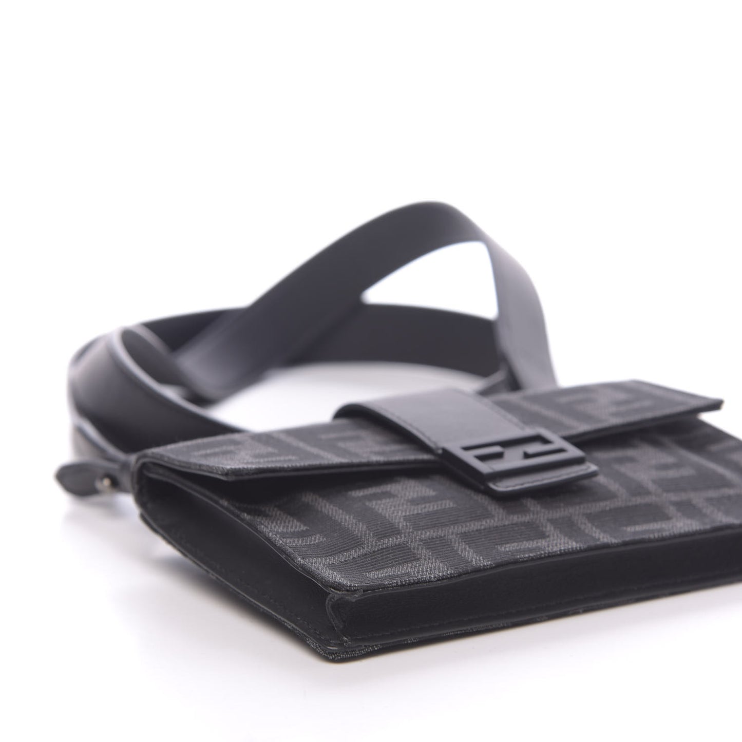 Recycled Fabric Jacquard Vitello Grace FF 1974 Baguette Belt Pouch Asfalto Black