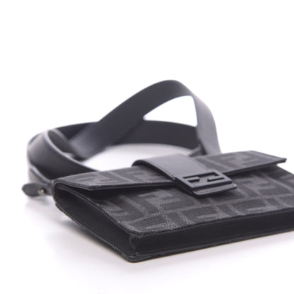 Fendi Recycled Fabric Jacquard Vitello Grace FF 1974 Baguette Belt Pouch Asfalto Black 8 of 10