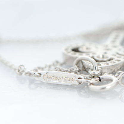 Tiffany Platinum Diamond .90ct Fleur De Lis Key Pendant Necklace 5 of 7