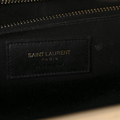 Saint Laurent Grain De Poudre Matelasse Chevron Large Monogram Satchel Dark Beige 6 of 9