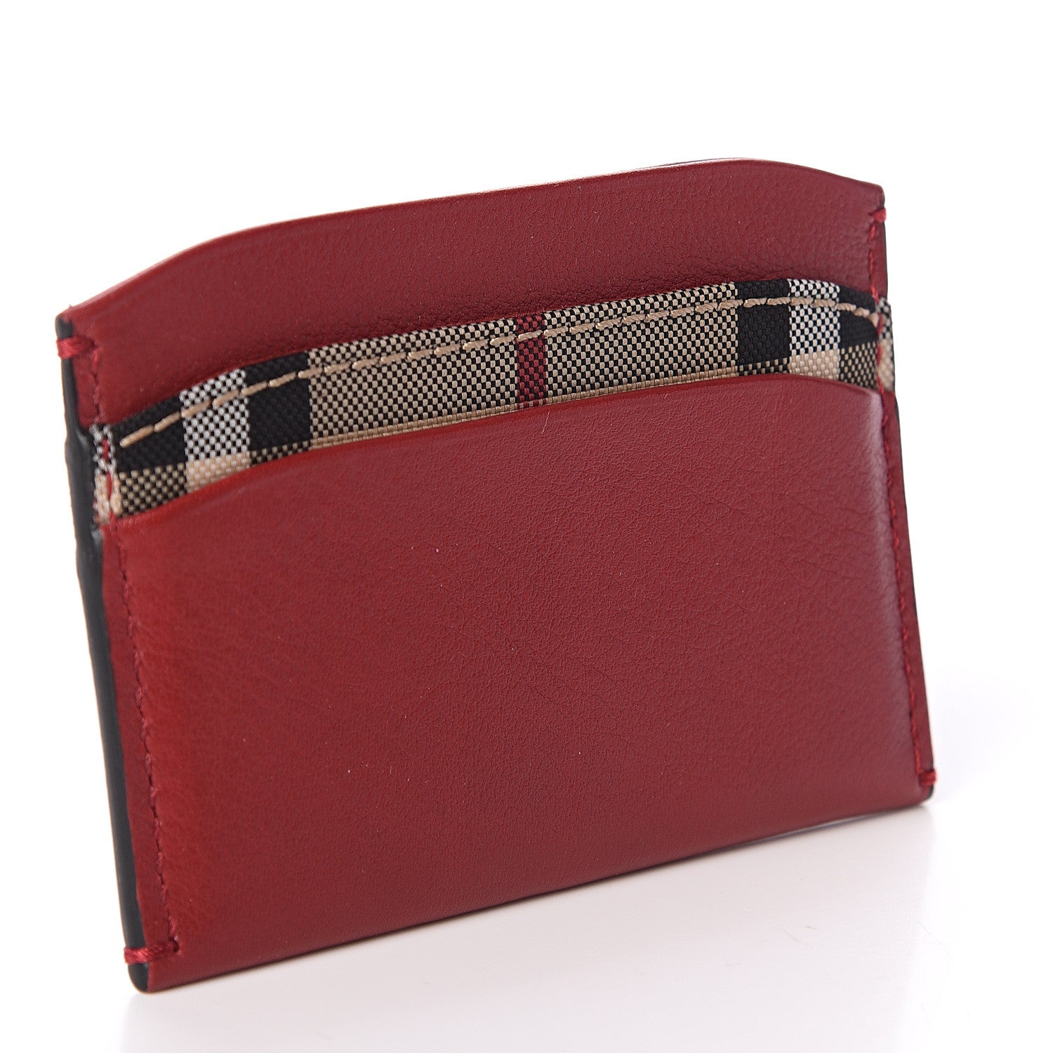 Burberry Calfskin Horseferry Check Izzy Card Case Red 2 of 5