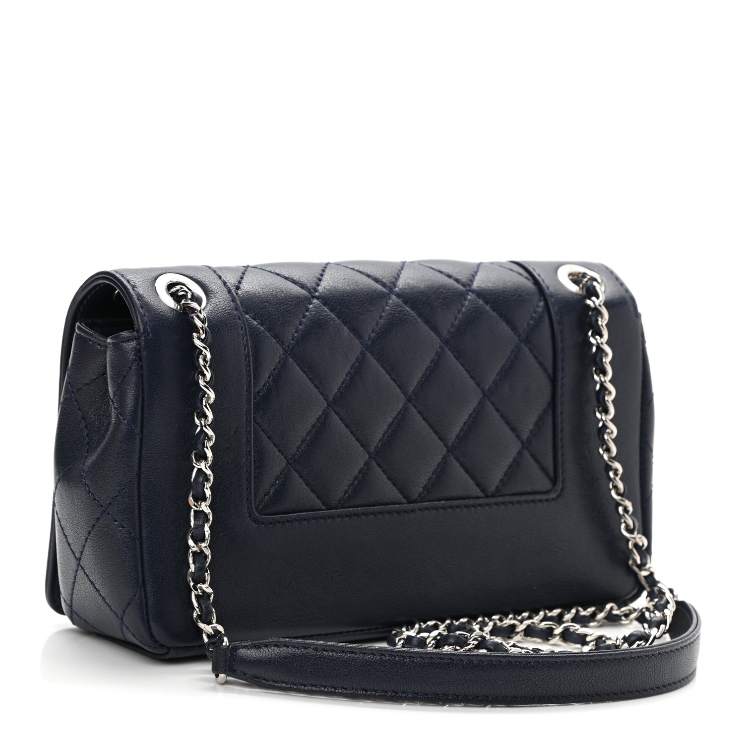 Chanel Sheepskin Quilted Small Vintage Mademoiselle Flap Dark Navy 3 of 11
