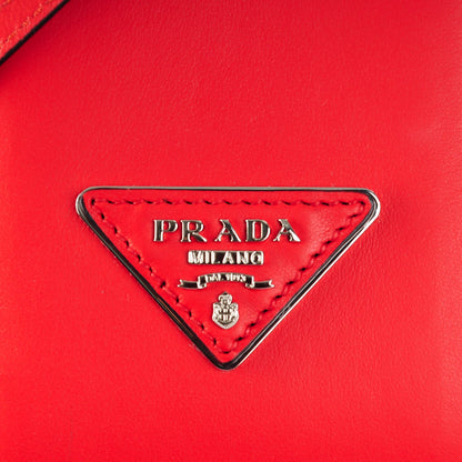 Prada Perforated Calfskin City Fori Chain Shoulder Bag Nero Lacca 8 of 8
