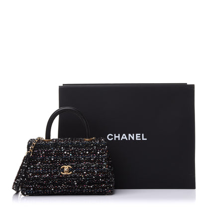 Chanel Tweed Sequin Mini Coco Handle Flap Black 11 of 11