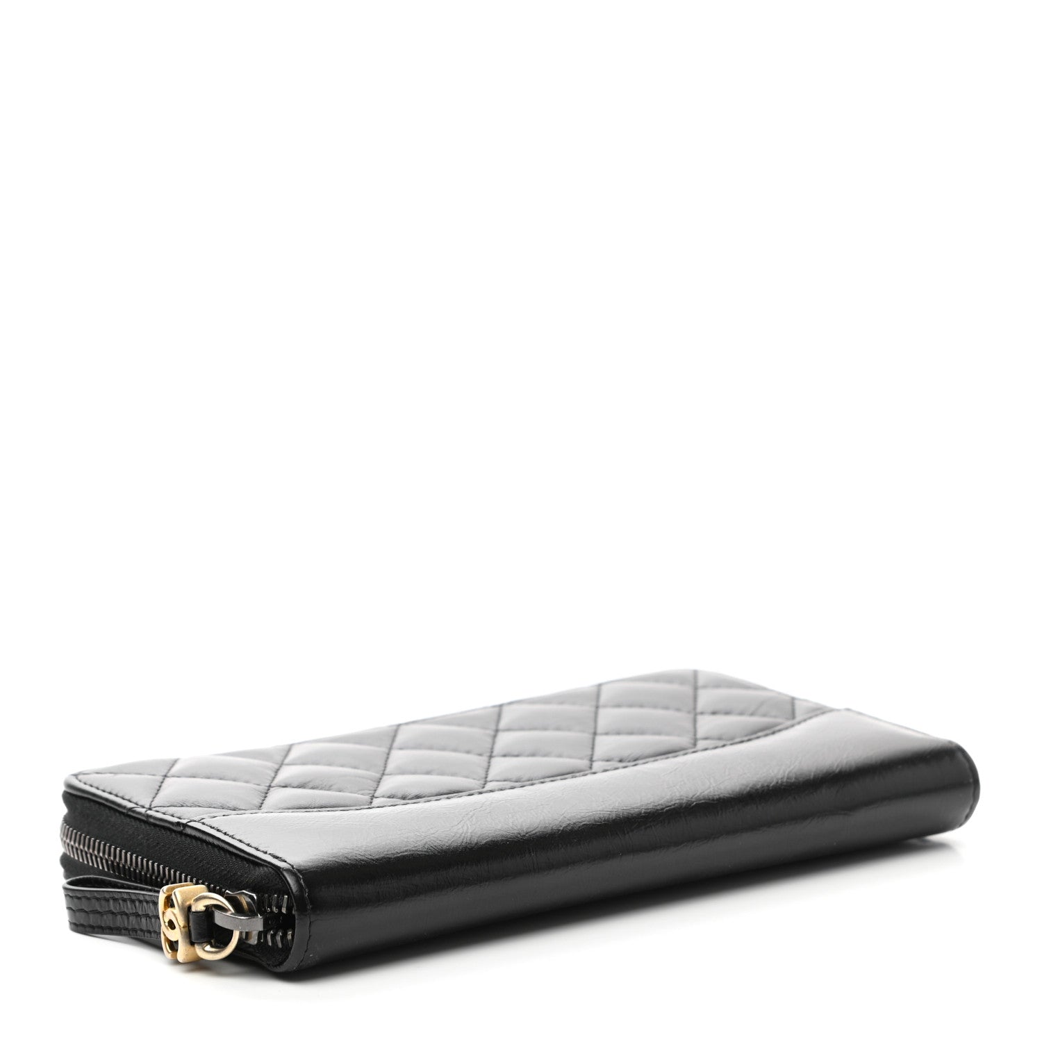 Chanel Aged Calfskin Quilted Large Gabrielle Zip Around Wallet Black 4 of 8