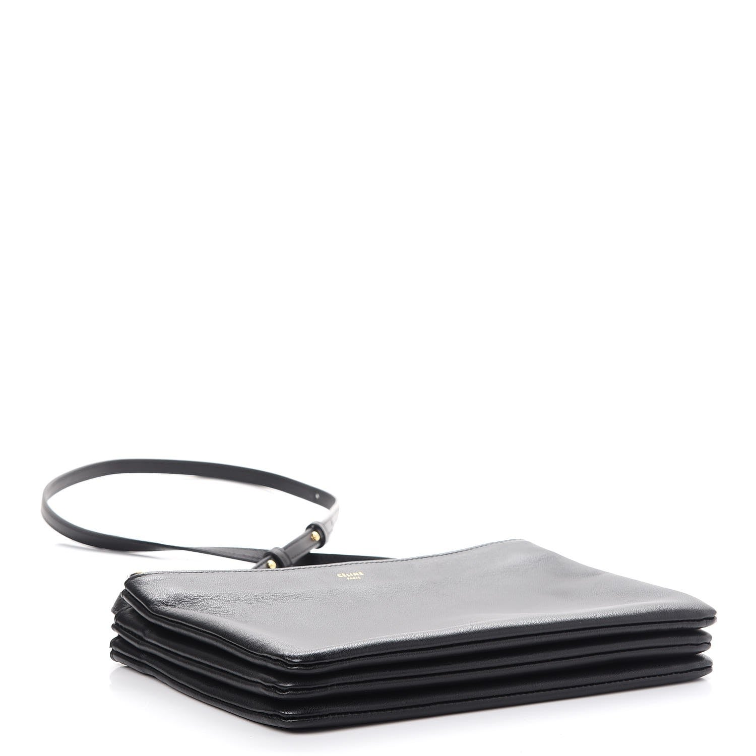 Celine Lambskin Large Trio Crossbody Bag Black 4 of 9