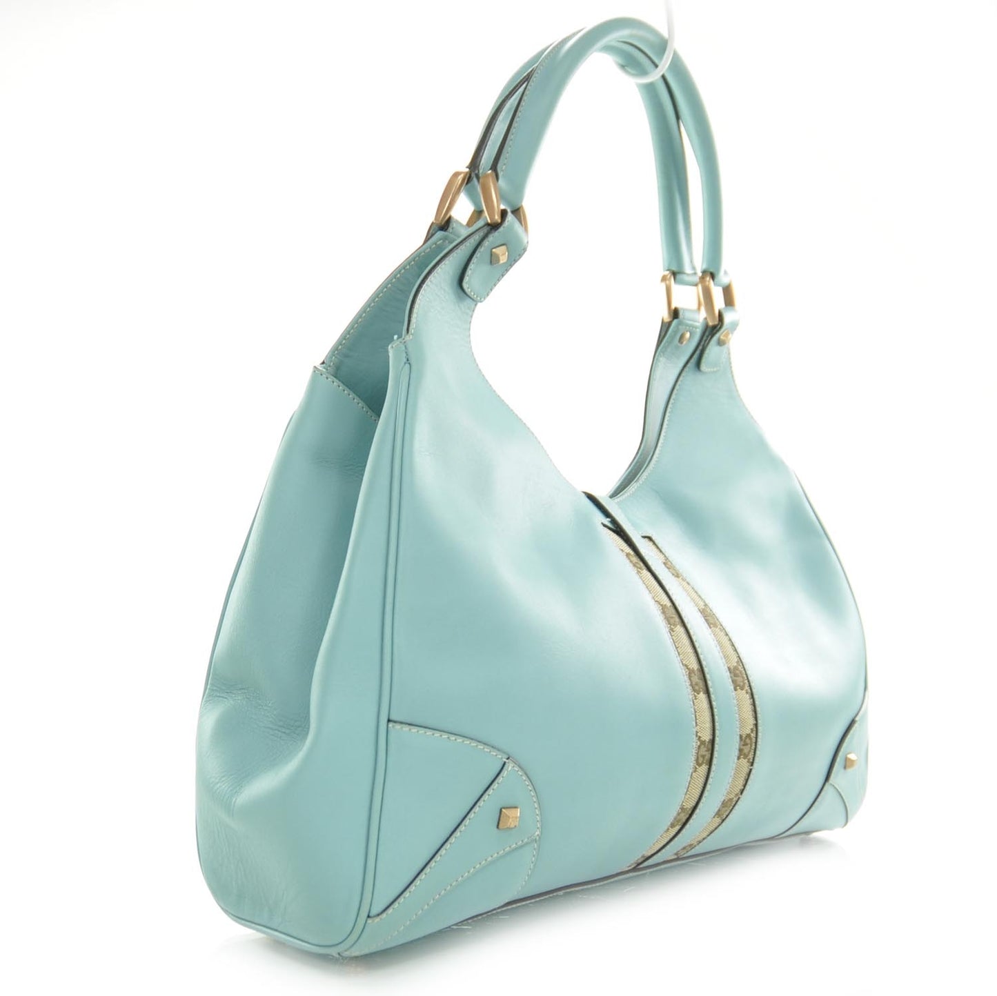 Leather Monogram Web Bardot Turquoise