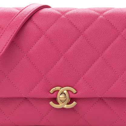 Chanel Shiny Caviar Quilted Small Chain Melody Flap Dark Pink 9 of 10