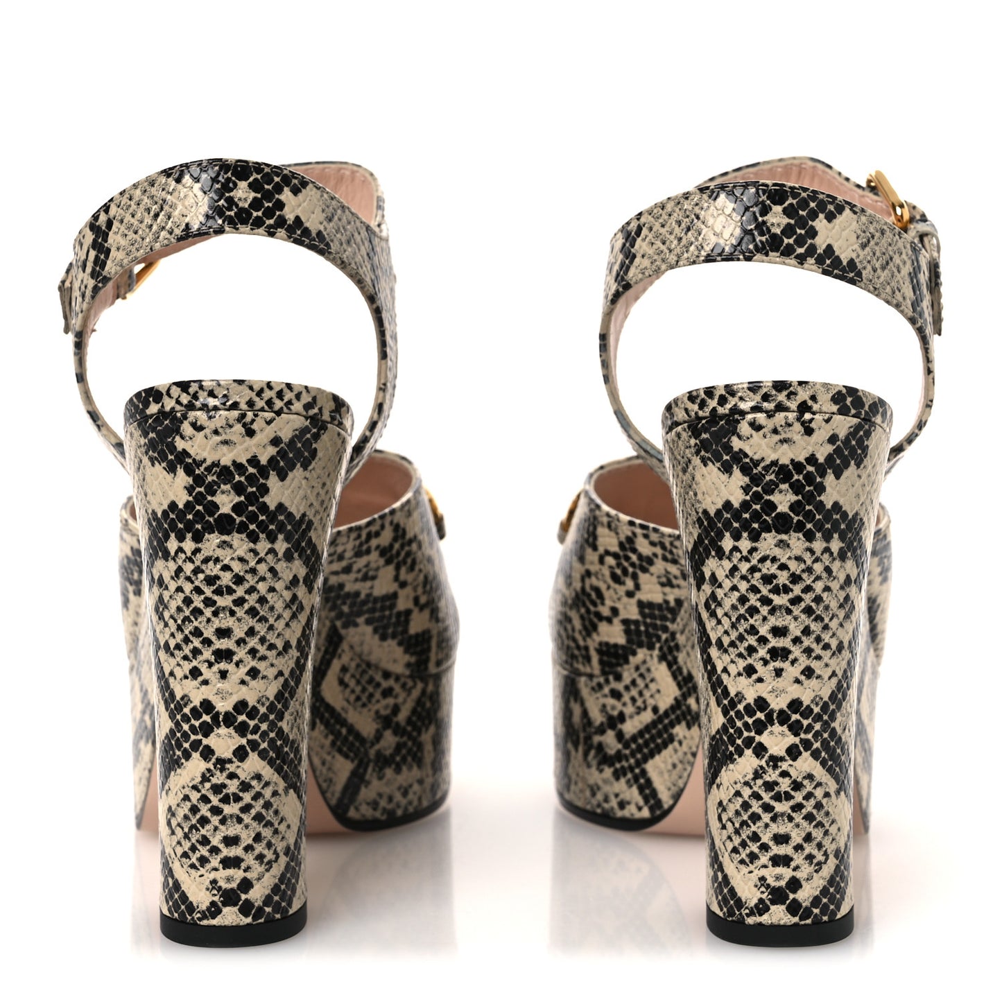 Calfskin Snakeskin Print Horsebit 40/135mm Platform Sandals 40.5 Beige Avana