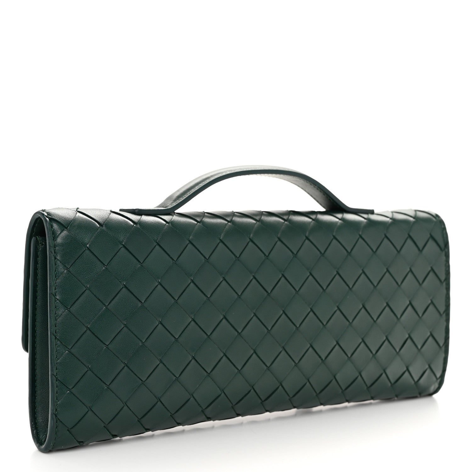 Bottega Veneta Nappa Intrecciato Long Andiamo Top Handle Clutch Emerald Green 2 of 9
