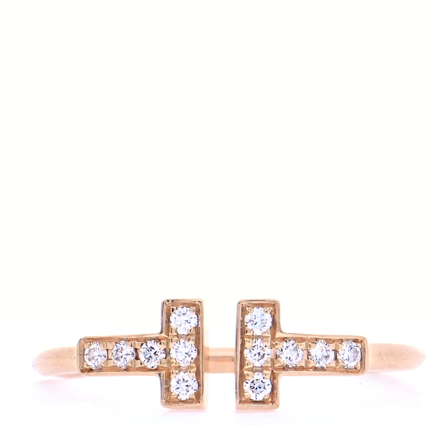 Tiffany 18K Rose Gold Diamond T Wire Ring 56 7.5 1 of 5