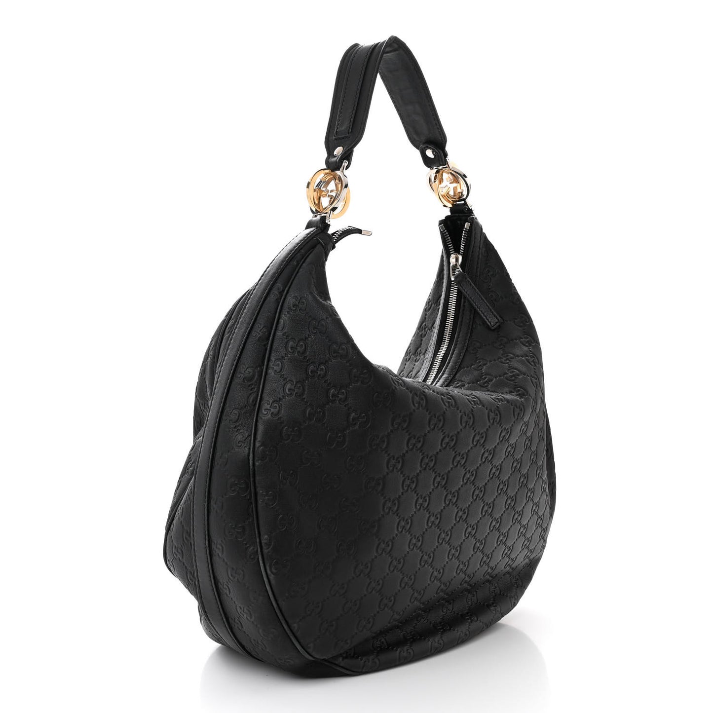 Guccissima Large GG Twins Hobo Black