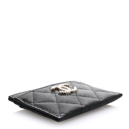 Chanel Caviar Quilted Hammered CC Card Holder Black 4 of 9
