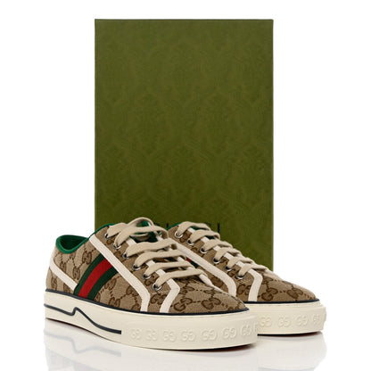 Gucci GG Monogram Web Womens 1977 Tennis Sneakers 38 Beige Ebony Mystic White 8 of 8