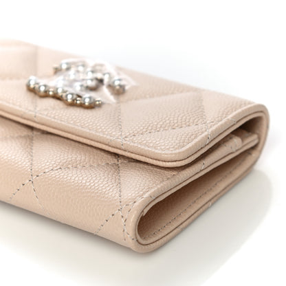 Chanel Caviar Pearl Quilted Coco Candy Flap Card Holder Beige 11 of 12