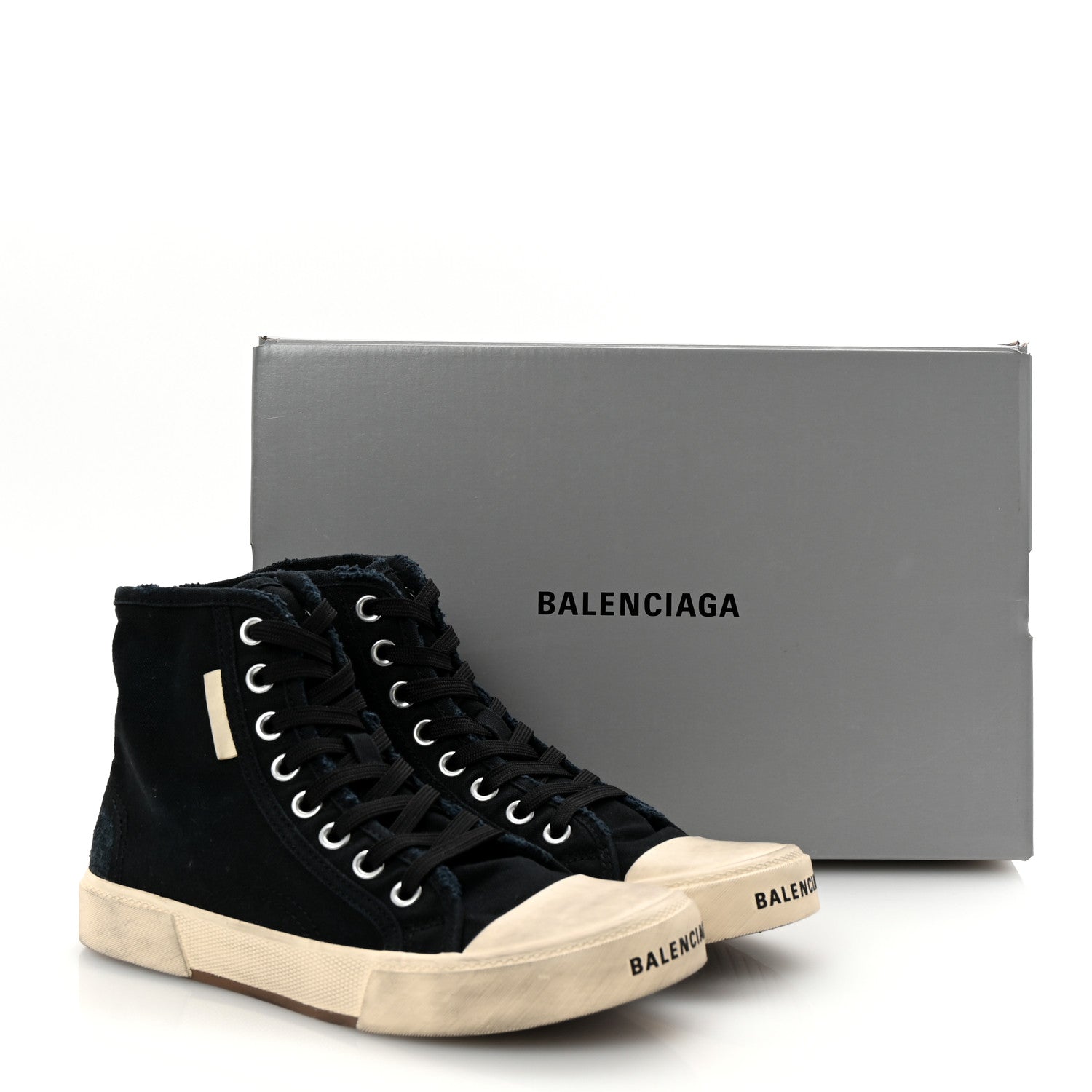 Balenciaga Canvas Distressed Womens Paris High Top Sneakers 38 Black 9 of 9