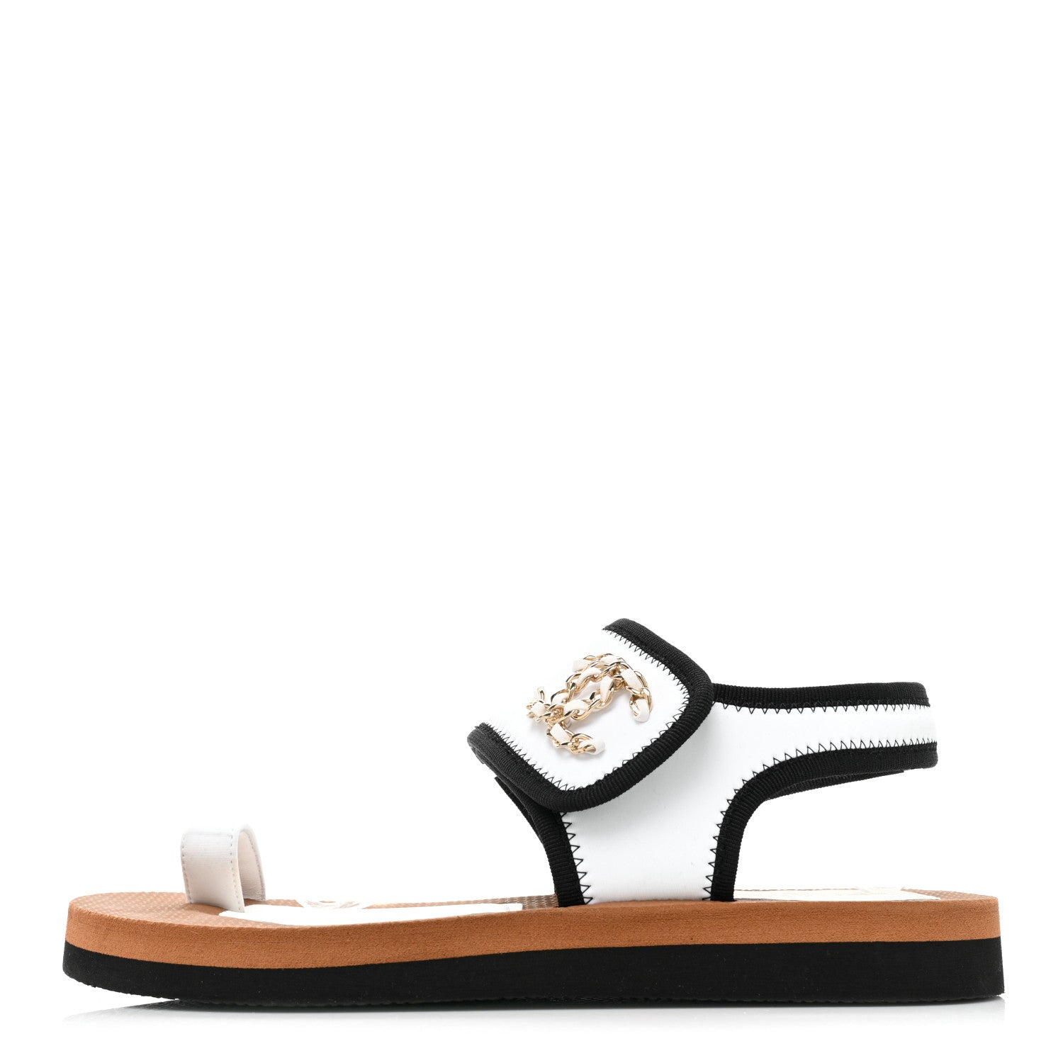 Chanel Fabric Lambskin CC Sandals 38 White 1 of 8